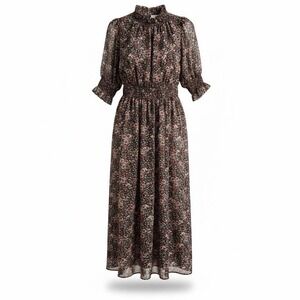 Melloday dark floral chiffon maxi dress S cottagecore boho romantic floral